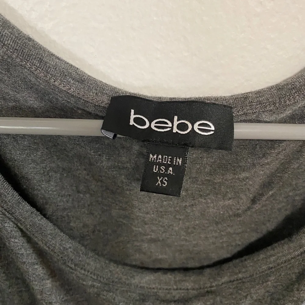 Bebe Faux Leather Sleeve Dolman Top – Gray – Size S